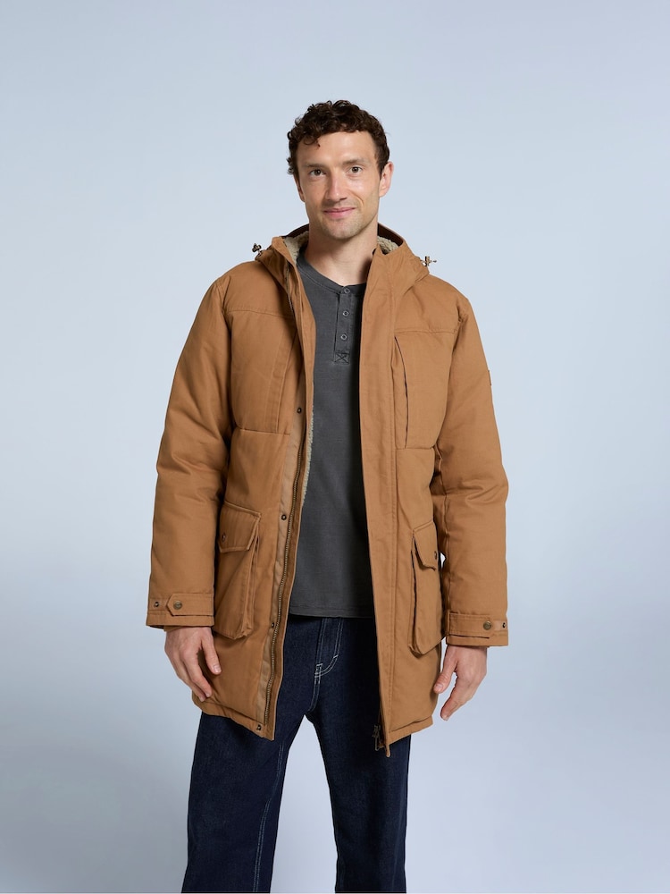 Animal Natural Mens Fistral Borg Lined 100% Cotton Parka Jacket - Image 4 of 4