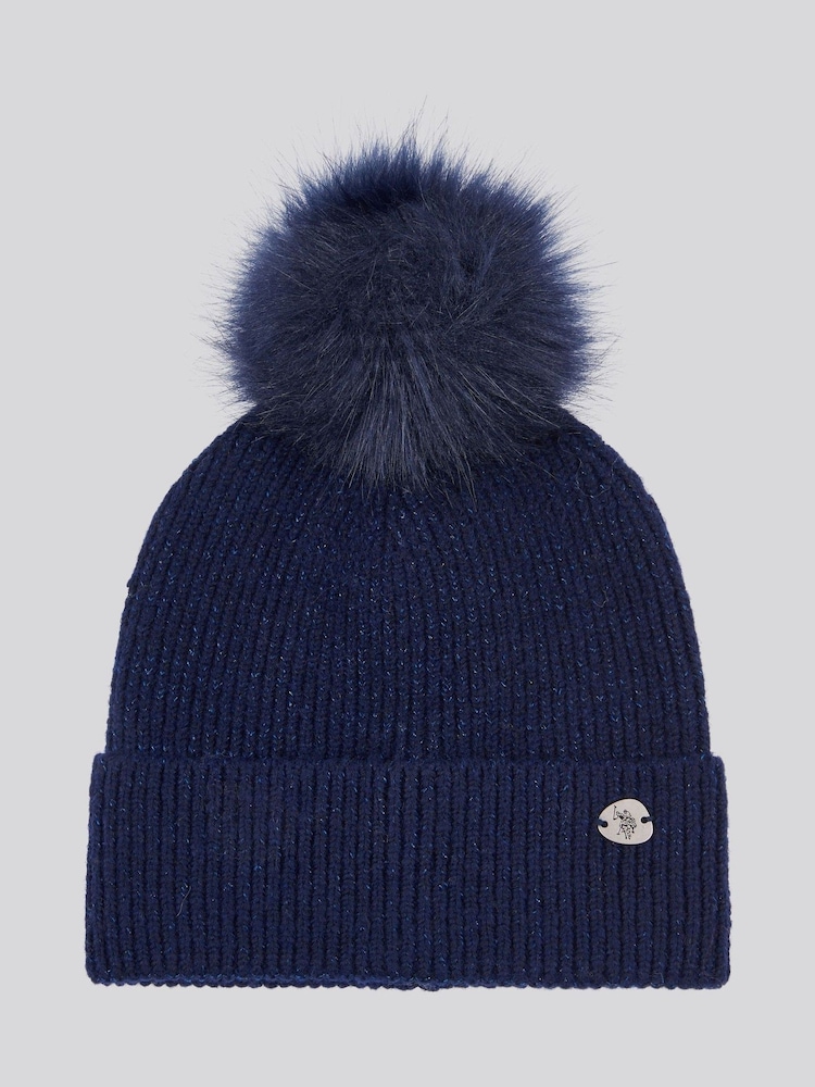 U.S. Polo Assn. White Metallic Cable Winter Womens Beanie and Scarf Set - Image 2 of 4