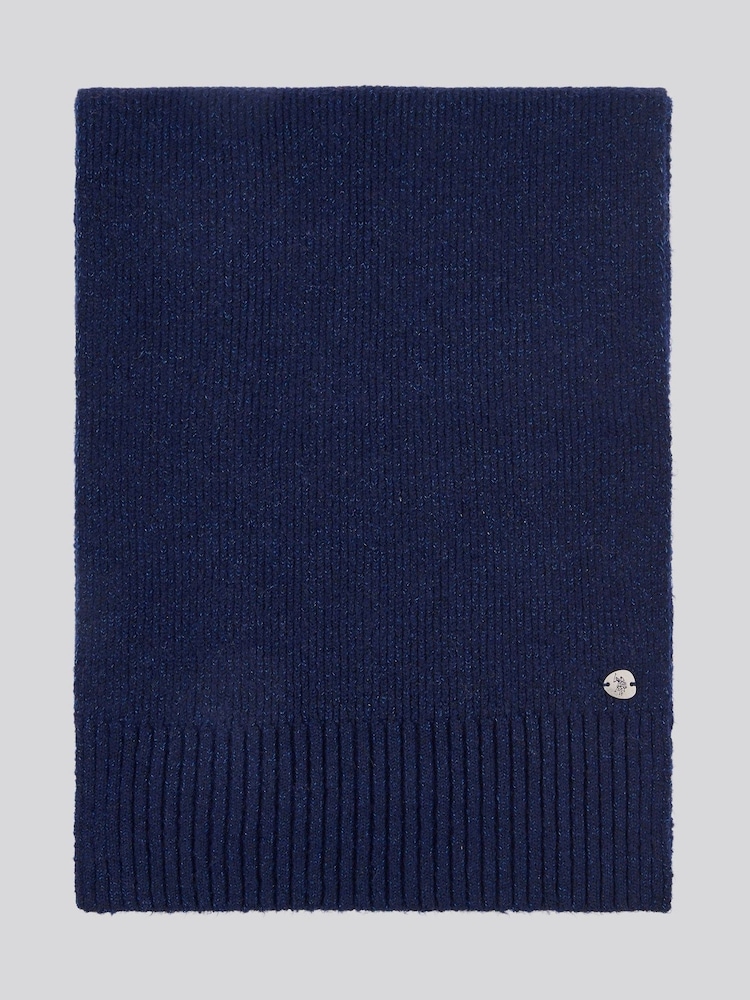 U.S. Polo Assn. White Metallic Cable Winter Womens Beanie and Scarf Set - Image 3 of 4