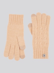 U.S. Polo Assn. Natural Womens Signature Cable Knit Beanie, Gloves and Scarf Set - Image 4 of 5