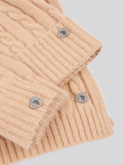 U.S. Polo Assn. Natural Womens Signature Cable Knit Beanie, Gloves and Scarf Set - Image 5 of 5