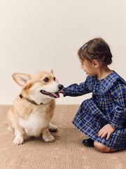 Cobalt Blue Check Long Sleeve Collar Dress (3mths-8yrs) - Image 4 of 8
