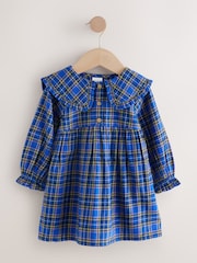 Cobalt Blue Check Long Sleeve Collar Dress (3mths-8yrs) - Image 5 of 8