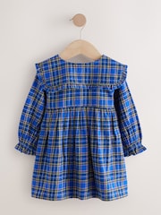 Cobalt Blue Check Long Sleeve Collar Dress (3mths-8yrs) - Image 6 of 8