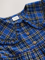 Cobalt Blue Check Long Sleeve Collar Dress (3mths-8yrs) - Image 7 of 8