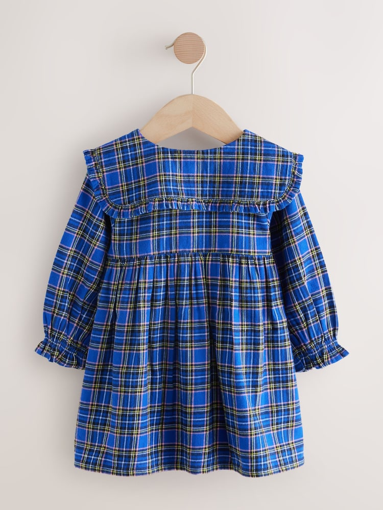 Buy Cobalt Blue Check Long Sleeve Collar Dress (3mths-8yrs) from Next USA Buy Cobalt Blue Check Long Sleeve Collar Dress (3mths-8yrs) from Next USA