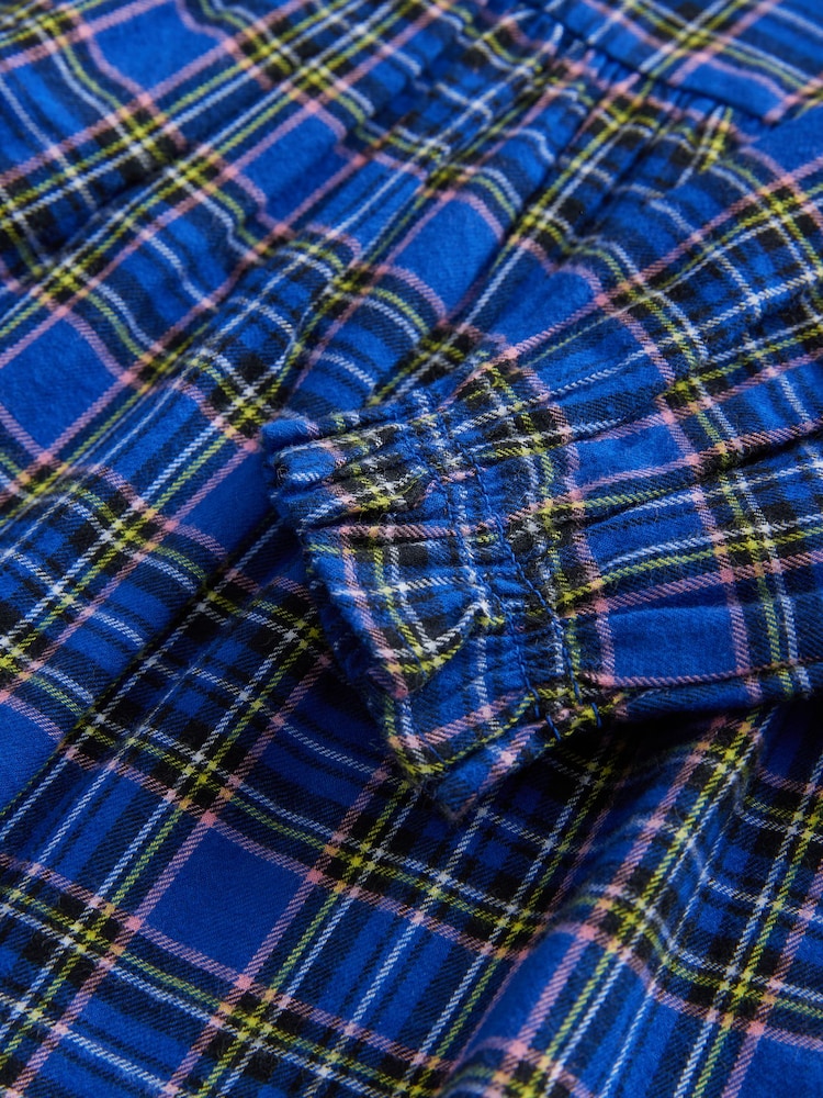 Cobalt Blue Check Long Sleeve Collar Dress (3mths-8yrs) - Image 8 of 8