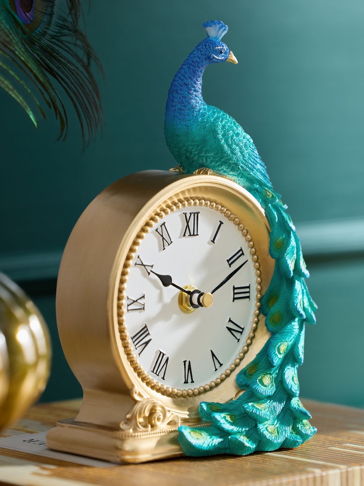 Gold Peacock Mantel Clock - Image 3 of 3