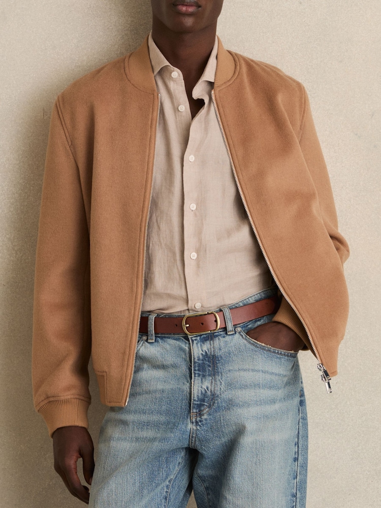 Reiss Dark Tan Zeke Leather Gradual-Fade Belt - Image 2 of 4