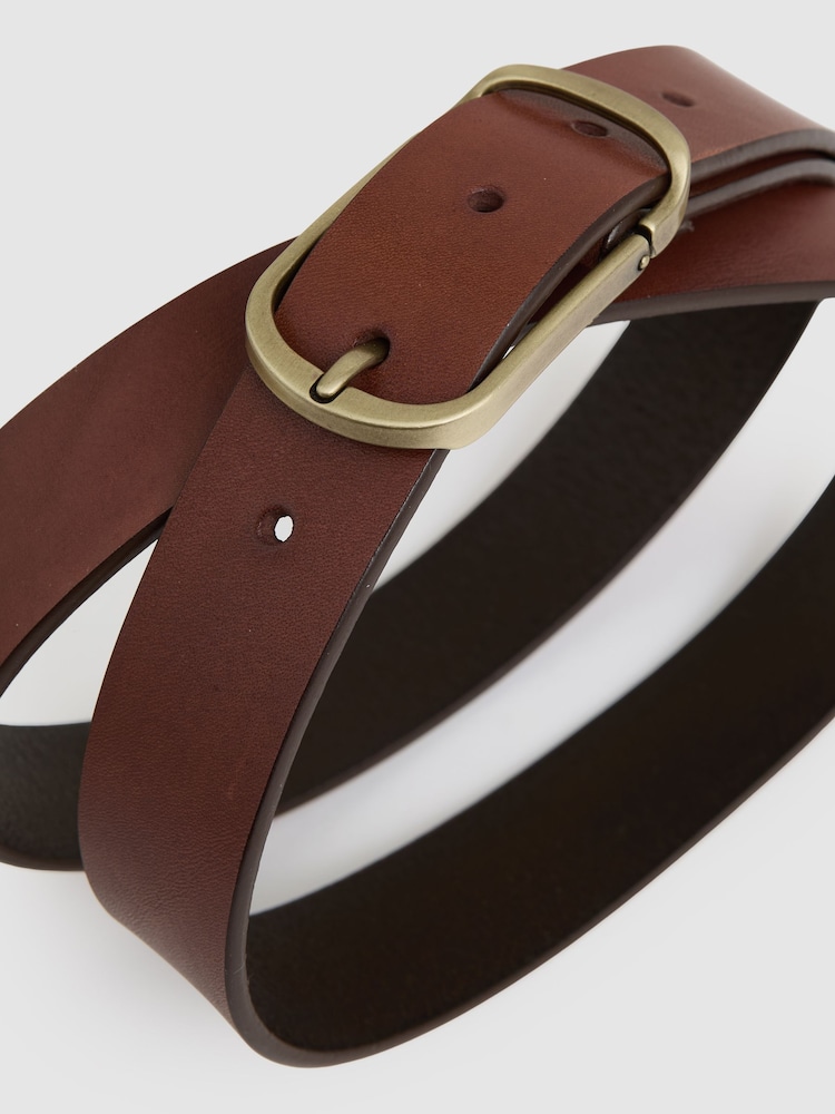 Reiss Dark Tan Zeke Leather Gradual-Fade Belt - Image 4 of 4