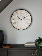 Black Map Print Wall Clock - Image 1 of 5