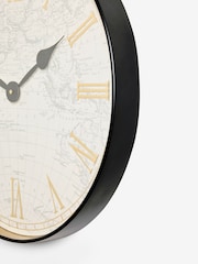 Black Map Print Wall Clock - Image 5 of 5
