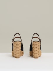 Reiss Chocolate/Black Camila Leather Whipstitch Wedges Sandals - Image 4 of 5