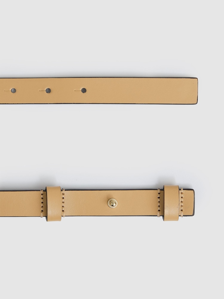Reiss Neutral Hayley Leather Square Hinge Belt - Image 3 of 4