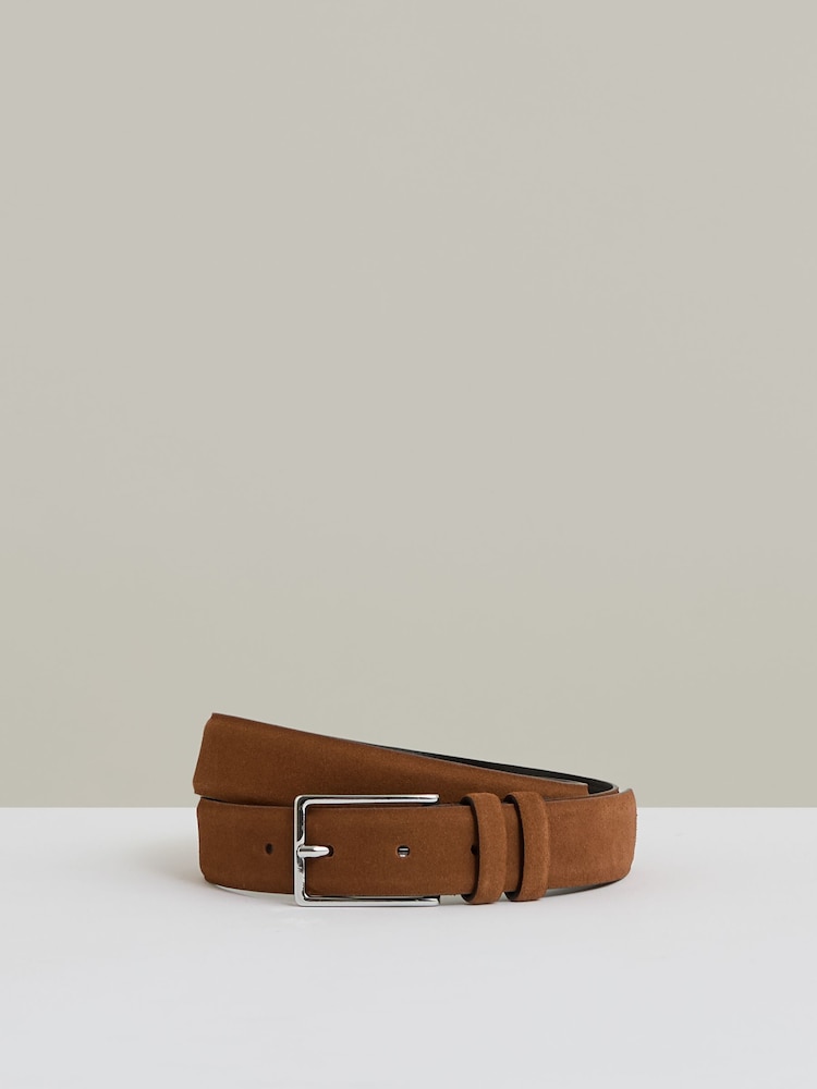 Reiss Light Tan Dante Suede Belt - Image 1 of 4
