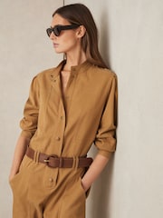 Reiss Tan Gia Leather Whipstitch Belt - Image 2 of 4