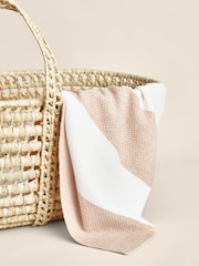 Reiss Neutral Liveley Wool-Cashmere Knitted Stripe Blanket - Image 1 of 5