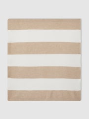 Reiss Neutral Liveley Wool-Cashmere Knitted Stripe Blanket - Image 3 of 5