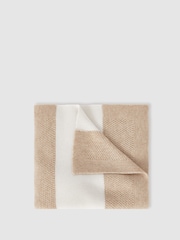 Reiss Neutral Liveley Wool-Cashmere Knitted Stripe Blanket - Image 4 of 5