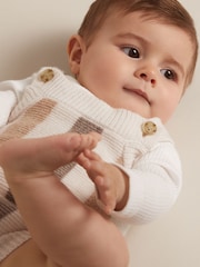 Reiss Neutral Cyra Wool-Cashmere Stripe Romper Set - Image 1 of 3
