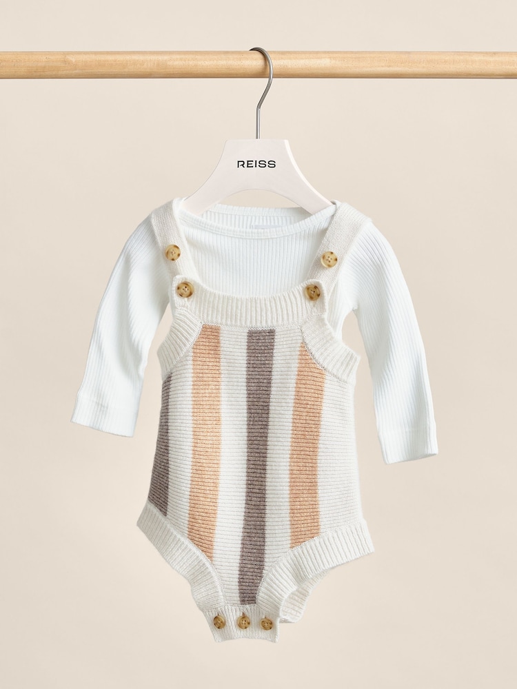 Reiss Neutral Cyra Wool-Cashmere Stripe Romper Set - Image 2 of 3