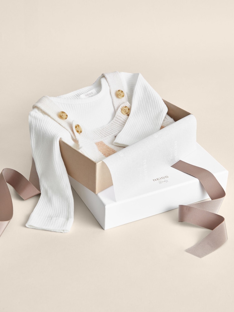 Reiss Neutral Cyra Wool-Cashmere Stripe Romper Set - Image 3 of 3