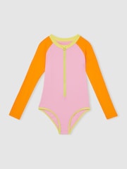 Reiss Sally Colour-Block Long-Sleeve Swimsuit - Imagen 2 de 4