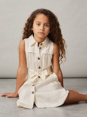 Reiss Ivory Heidi 9-13 yrs Tie-Waist Collared Dress - Image 1 of 4