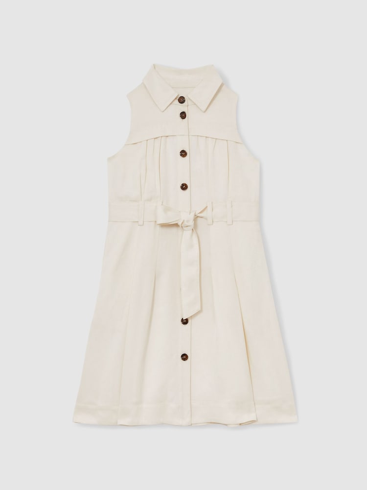 Reiss Ivory Heidi 9-13 yrs Tie-Waist Collared Dress - Image 2 of 4
