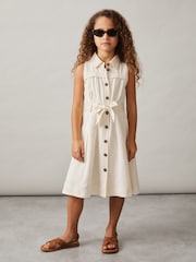 Reiss Ivory Heidi 9-13 yrs Tie-Waist Collared Dress - Image 3 of 4