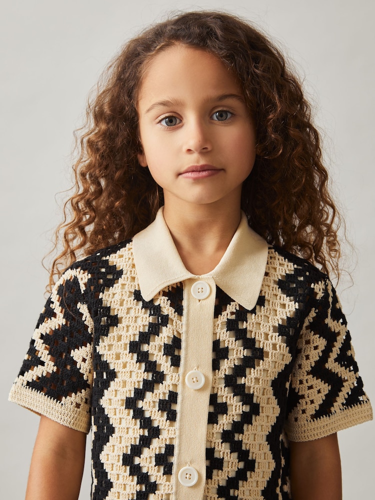Reiss Natalie Cotton-Blend Patterned Crochet Dress - Imagen 1 de 4