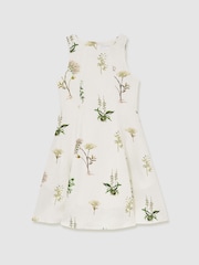 Reiss Ivory Elise 9-13 yrs Reiss | NYBG Linen Floral Flared Dress - Image 2 of 6