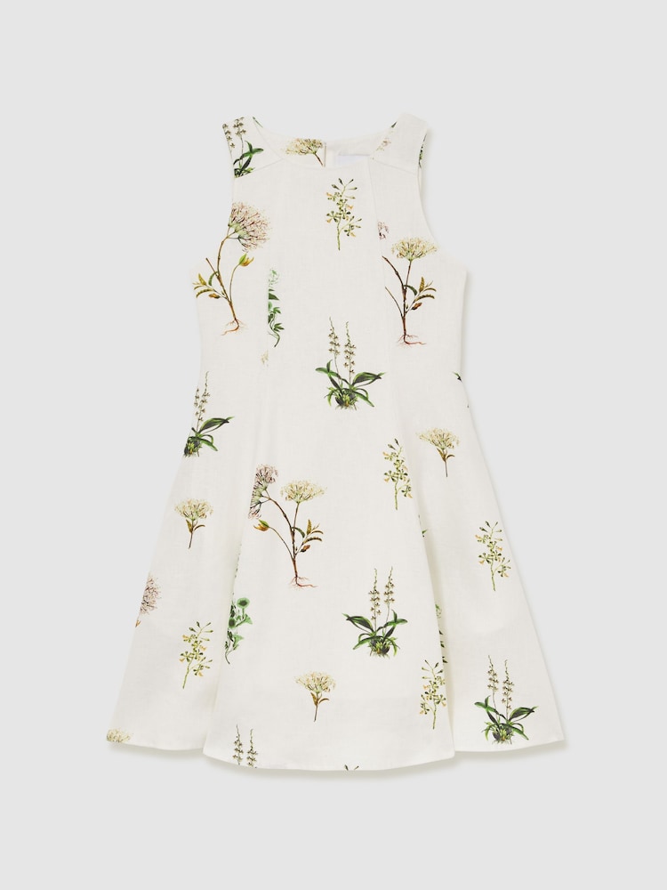 Reiss Ivory Elise 9-13 yrs Reiss | NYBG Linen Floral Flared Dress - Image 2 of 6