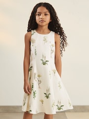 Reiss Ivory Elise 9-13 yrs Reiss | NYBG Linen Floral Flared Dress - Image 3 of 6