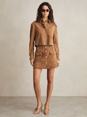 Reiss Connie Suede boutonné Mini Jupes - Image 1 de 7