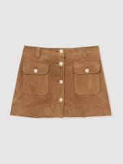 Reiss Connie Suede boutonné Mini Jupes - Image 2 de 7