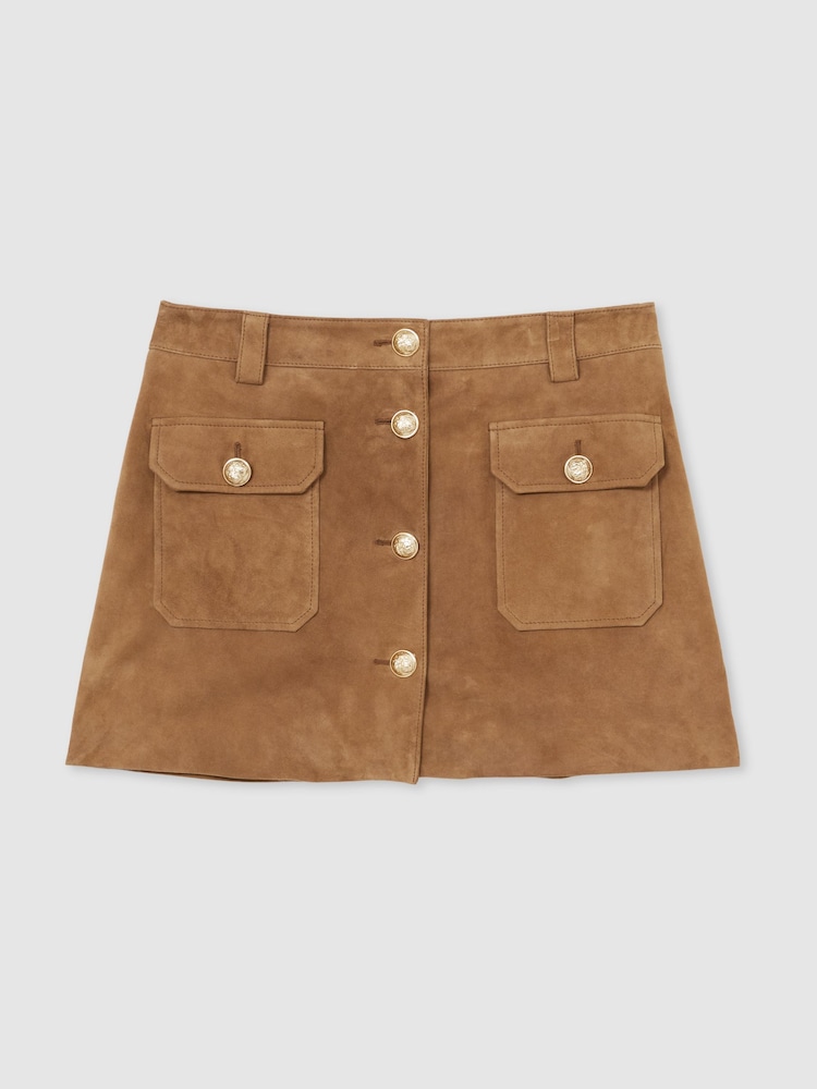 Reiss Connie Suede boutonné Mini Jupes - Image 2 de 7