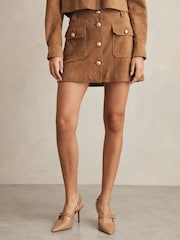 Reiss Connie Suede boutonné Mini Jupes - Image 3 de 7