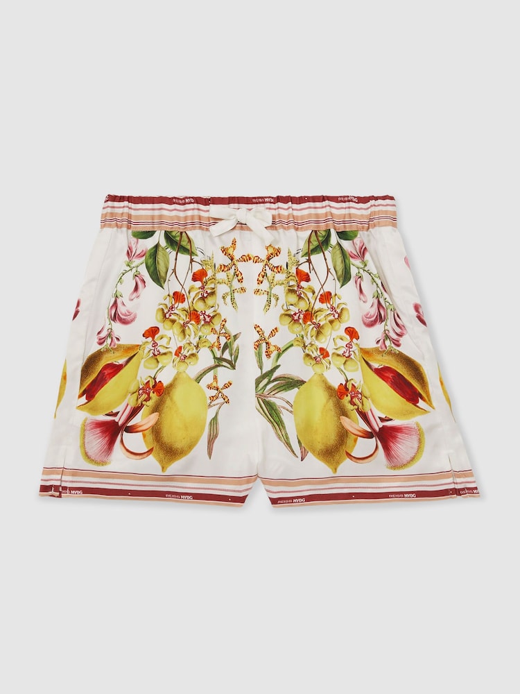Reiss Sammie Reiss | NYBG Satin Floral-Print Shorts - Imagen 1 de 6