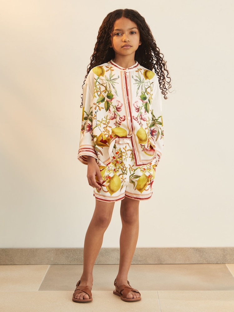 Reiss Sammie Reiss | NYBG Satin Floral-Print Shorts - Imagen 2 de 6