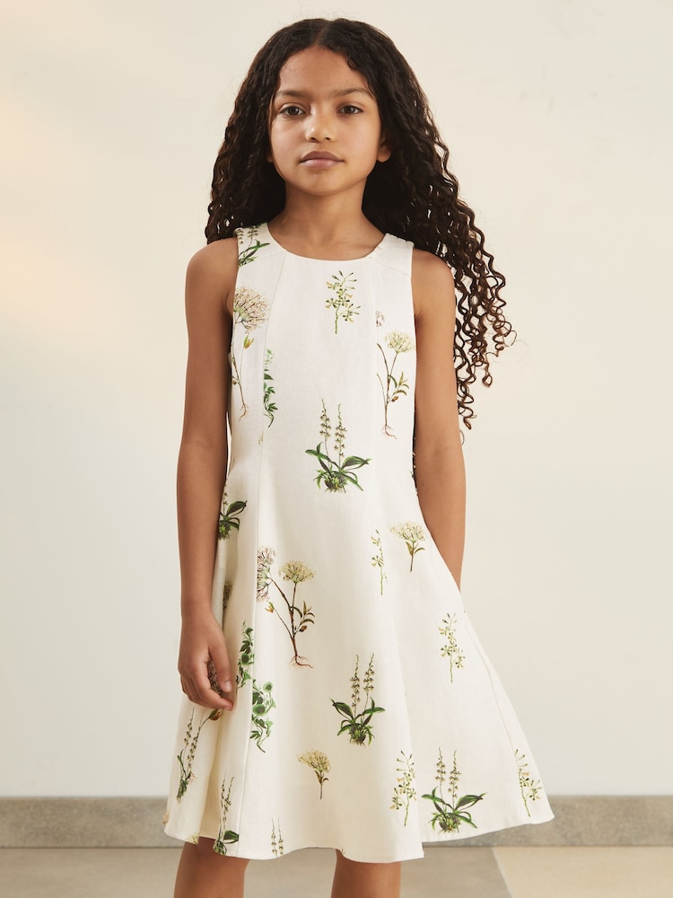 Reiss Elise Reiss | NYBG – ausgestelltes Leinenkleid mit floralem Muster - Bild 2 von 6
