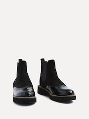 Linzi Black Cleo Patent & Suede Brogue Style Chelsea Boots - Image 3 of 5