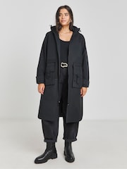 Simply Be Black Hooded Functional Ultility Jacket - Image 1 of 4