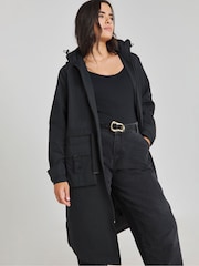 Simply Be Black Hooded Functional Ultility Jacket - Image 2 of 4