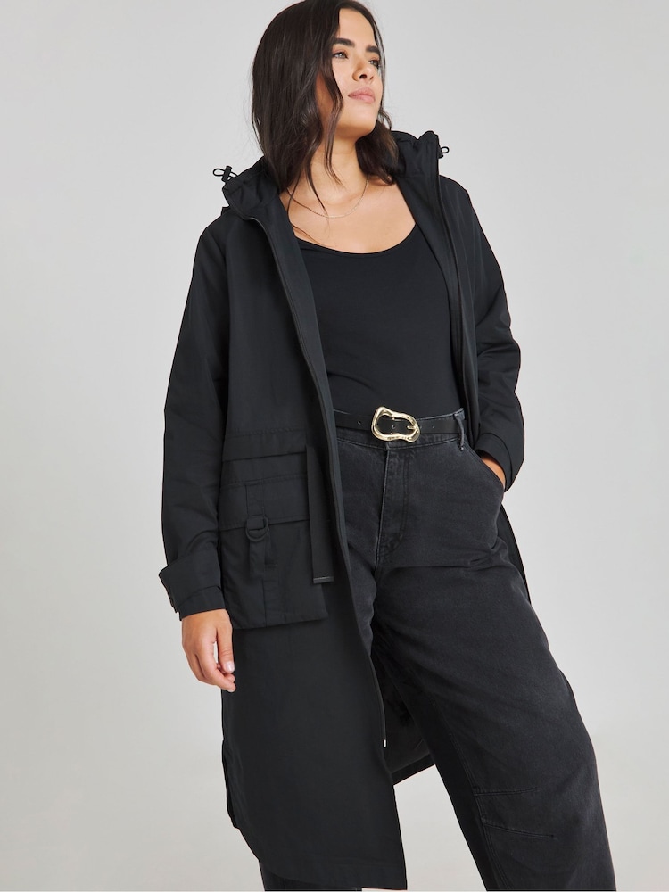 Simply Be Black Hooded Functional Ultility Jacket - Image 2 of 4