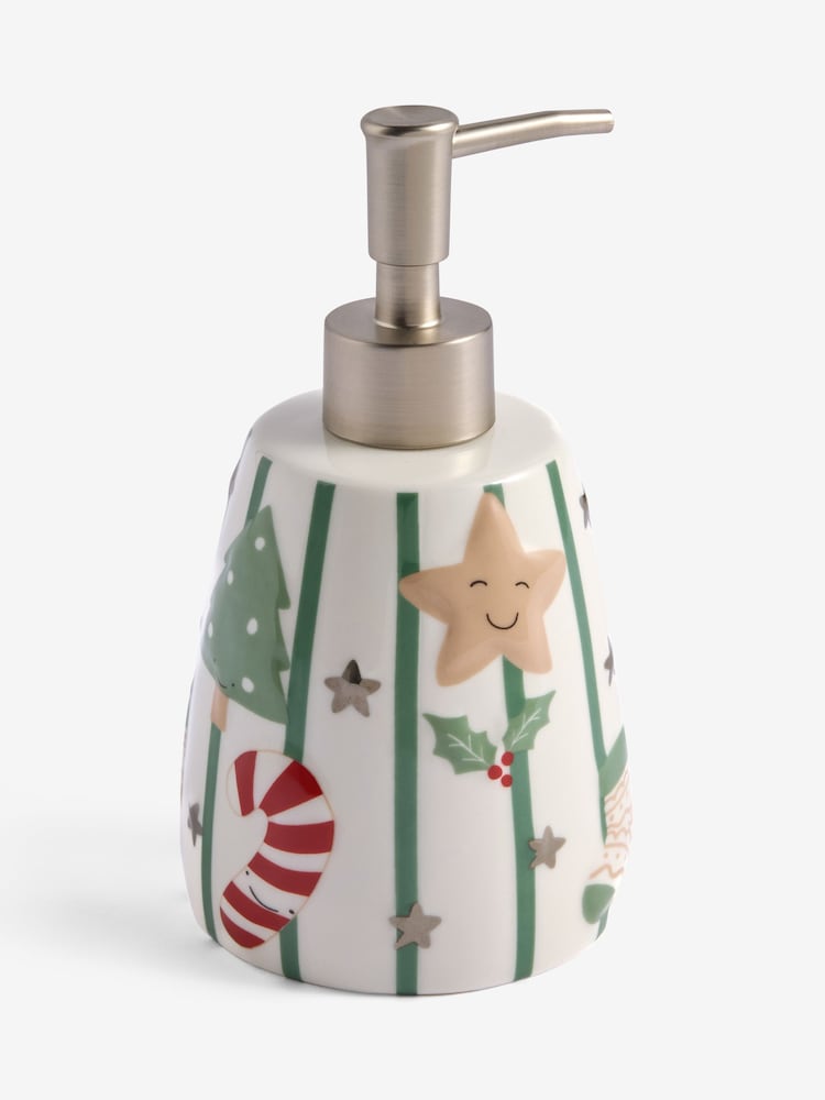 Green Stripe Christmas Characters Soap Dispenser - Image 3 of 3 Green Stripe Christmas Characters Soap Dispenser - Image 3 of 3