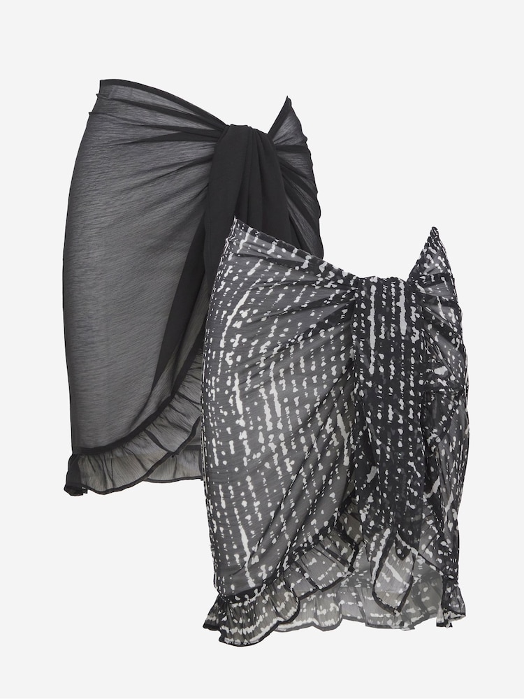 JD Williams Black Value Mini Beach Sarongs 2 Pack - Image 5 of 5