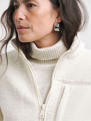 JD Williams Cream Pocket Borg Jacket - Image 3 of 4