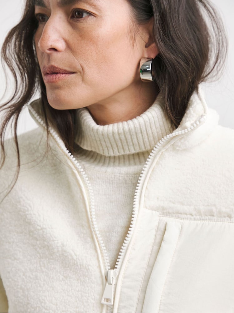 JD Williams Cream Pocket Borg Jacket - Image 3 of 4