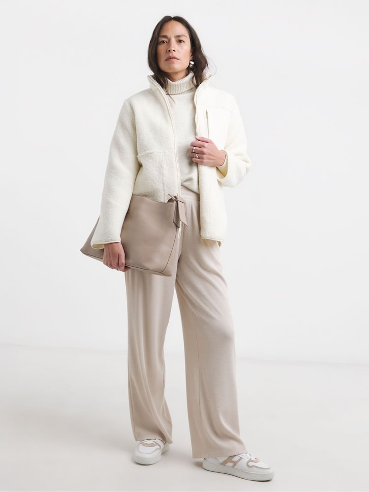 JD Williams Cream Pocket Borg Jacket - Image 4 of 4